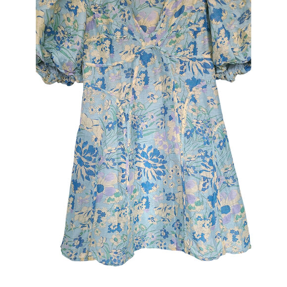 Anthropologie Lovaan Adeline Floral Linen Silk Blend Mini Dress Size US 6 - Picture 7 of 9